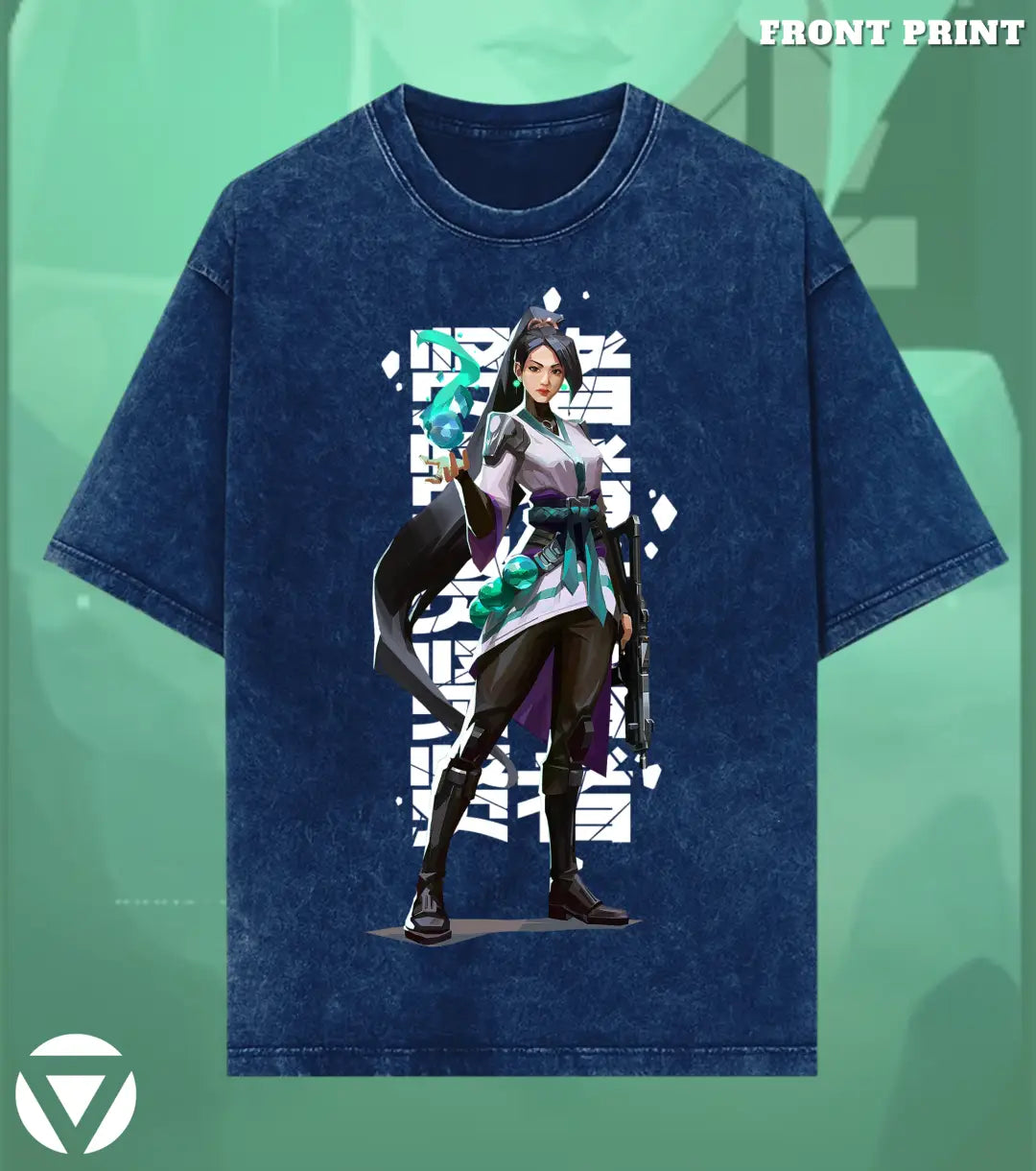 Sage – Guardian Spirit Valorant Acid Wash Tee | Bold Gamer Streetwear - Valorant