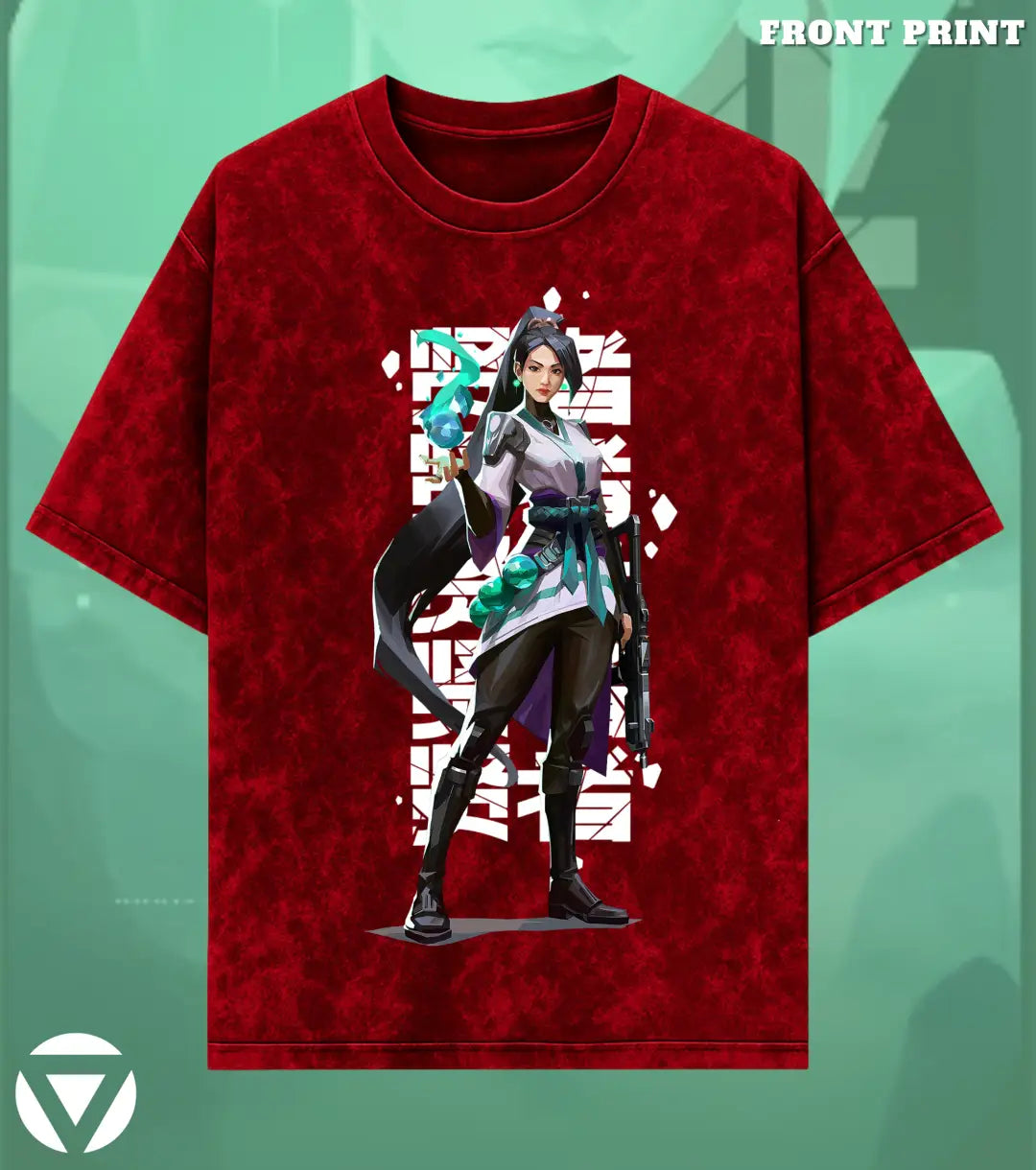 Sage – Guardian Spirit Valorant Acid Wash Tee | Bold Gamer Streetwear - Valorant
