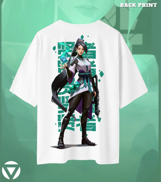 Sage – Guardian Spirit Valorant Oversized T Shirt | Built for Big Plays - White / XS / 180GSM - Valorant