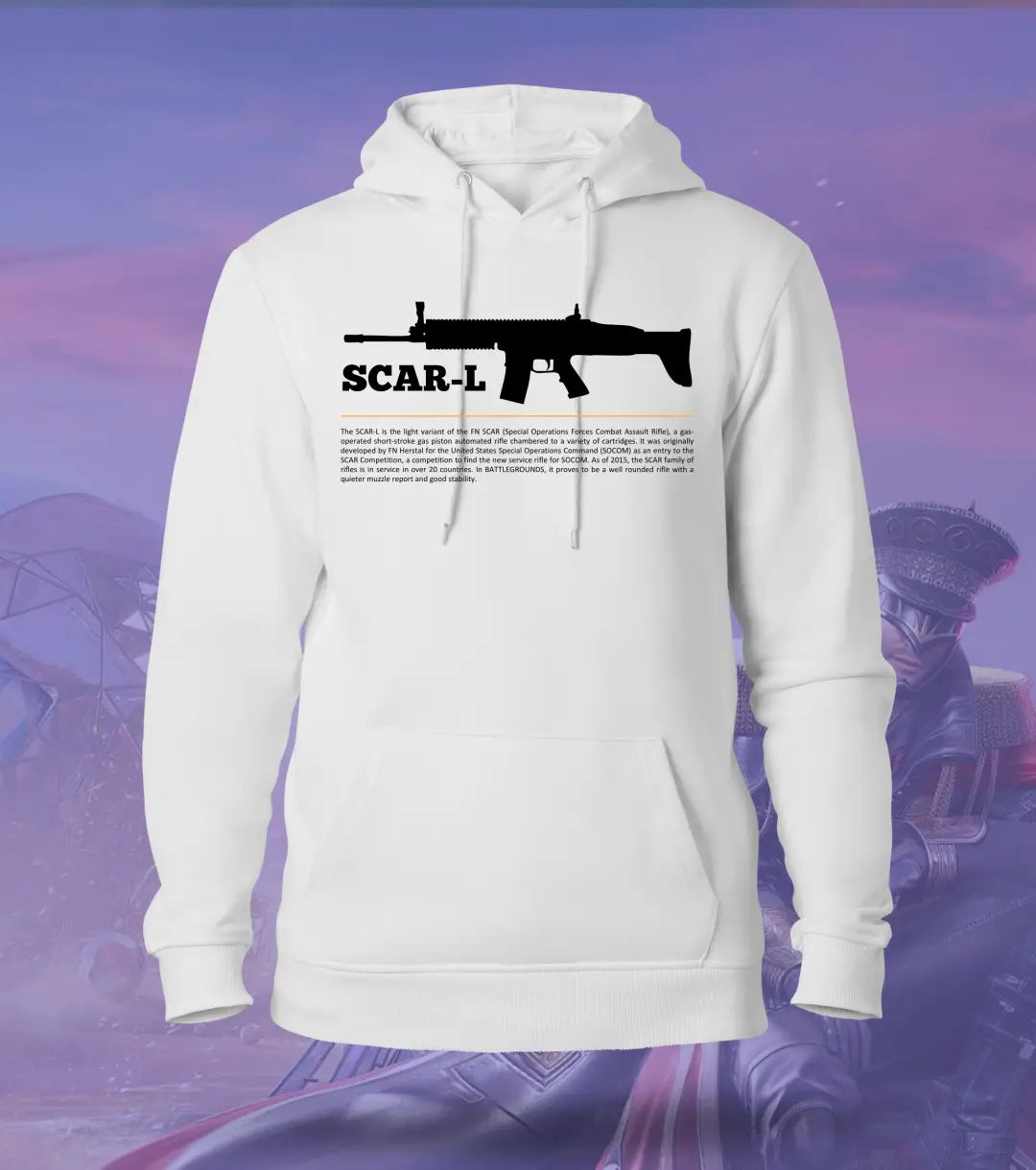SCAR-L Combat Hoodie – Winter Gaming Gear BGMI | 300 GSM Brushed Fleece - White / XS / Regular - BGMI/PUBG