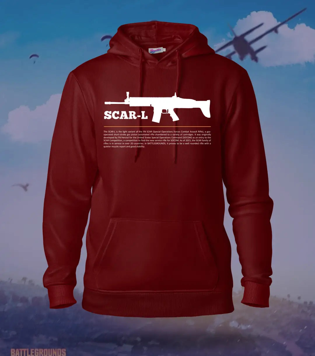 SCAR-L Combat Hoodie – Winter Gaming Gear BGMI | 300 GSM Brushed Fleece - Maroon / XS / Regular - BGMI/PUBG