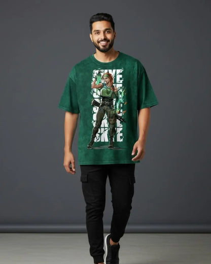Skye – Nature’s Resolve Valorant Acid Wash Tee | Bold Gamer Streetwear - Bottle Green / XS - Valorant