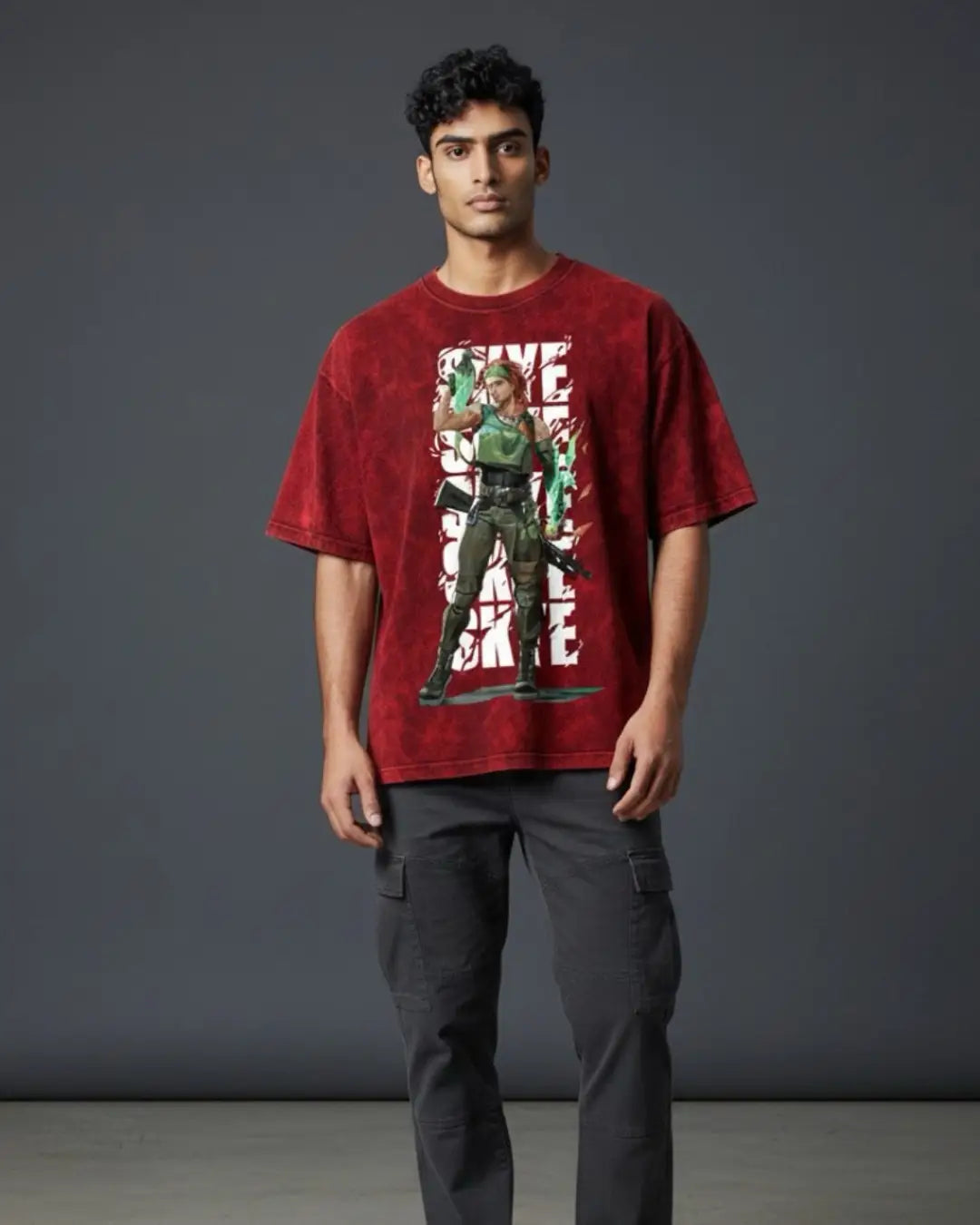 Skye – Nature’s Resolve Valorant Acid Wash Tee | Bold Gamer Streetwear - Maroon / XS - Valorant
