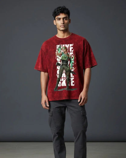 Skye – Nature’s Resolve Valorant Acid Wash Tee | Bold Gamer Streetwear - Maroon / XS - Valorant