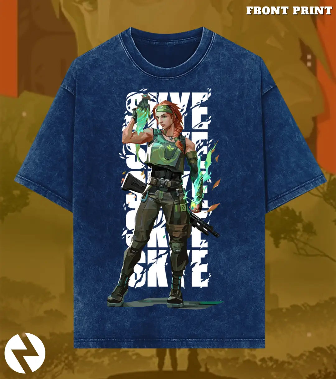 Skye – Nature’s Resolve Valorant Acid Wash Tee | Bold Gamer Streetwear - Valorant