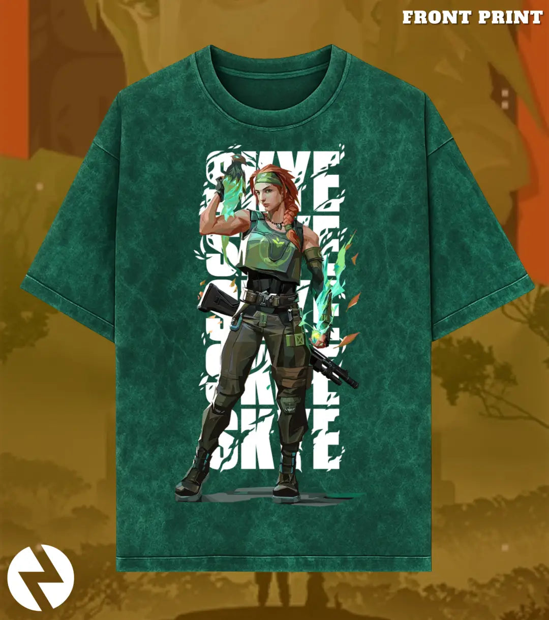 Skye – Nature’s Resolve Valorant Acid Wash Tee | Bold Gamer Streetwear - Valorant