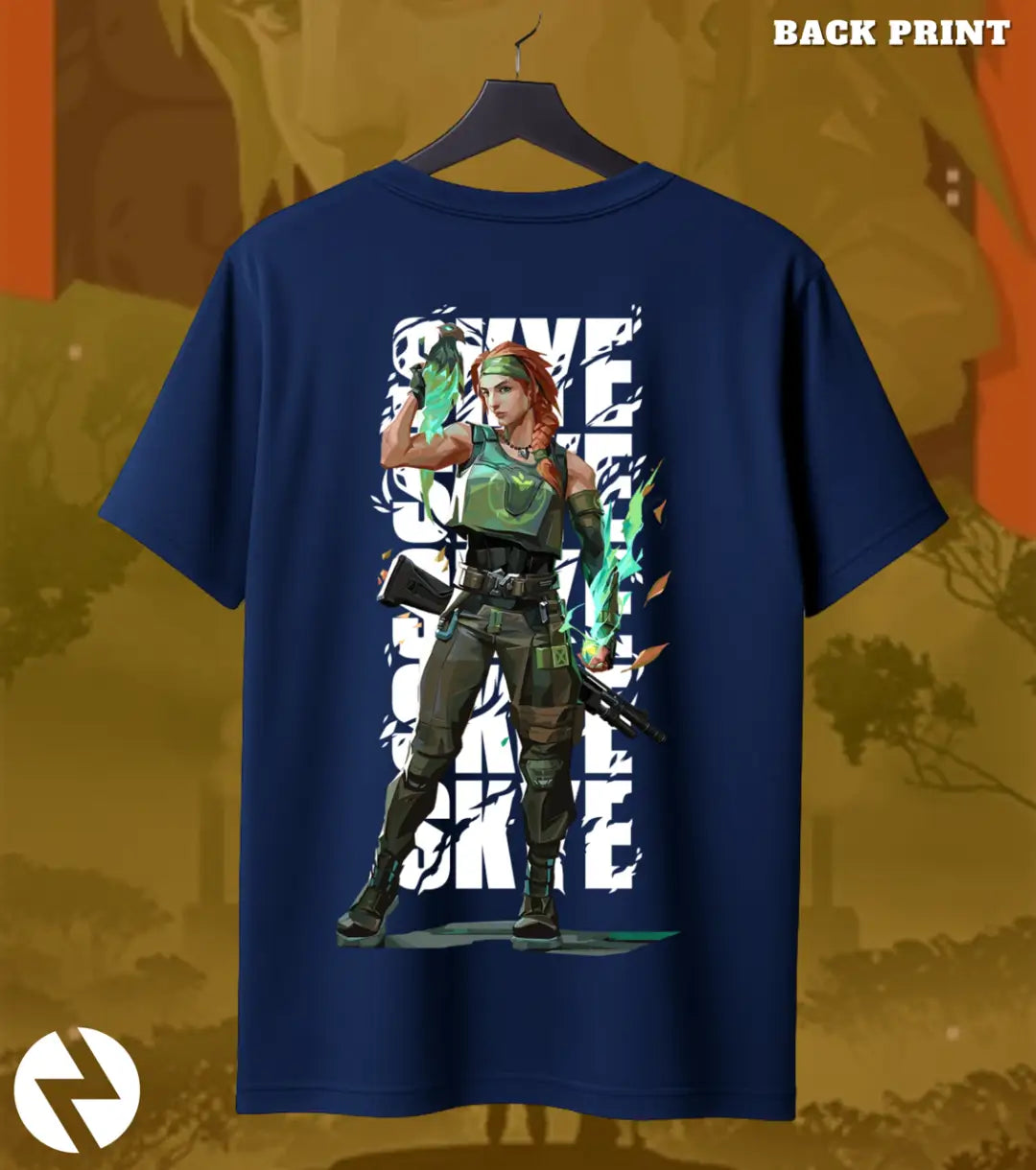 Skye - Wild Spirit Valorant T Shirt | Nature-Driven Tee - Back (Dual Print) / Navy / S - Valorant