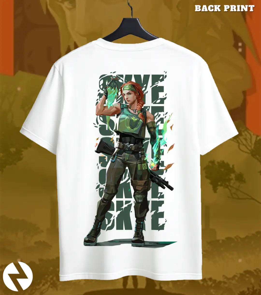 Skye - Wild Spirit Valorant T Shirt | Nature-Driven Tee - Back (Dual Print) / White / S - Valorant