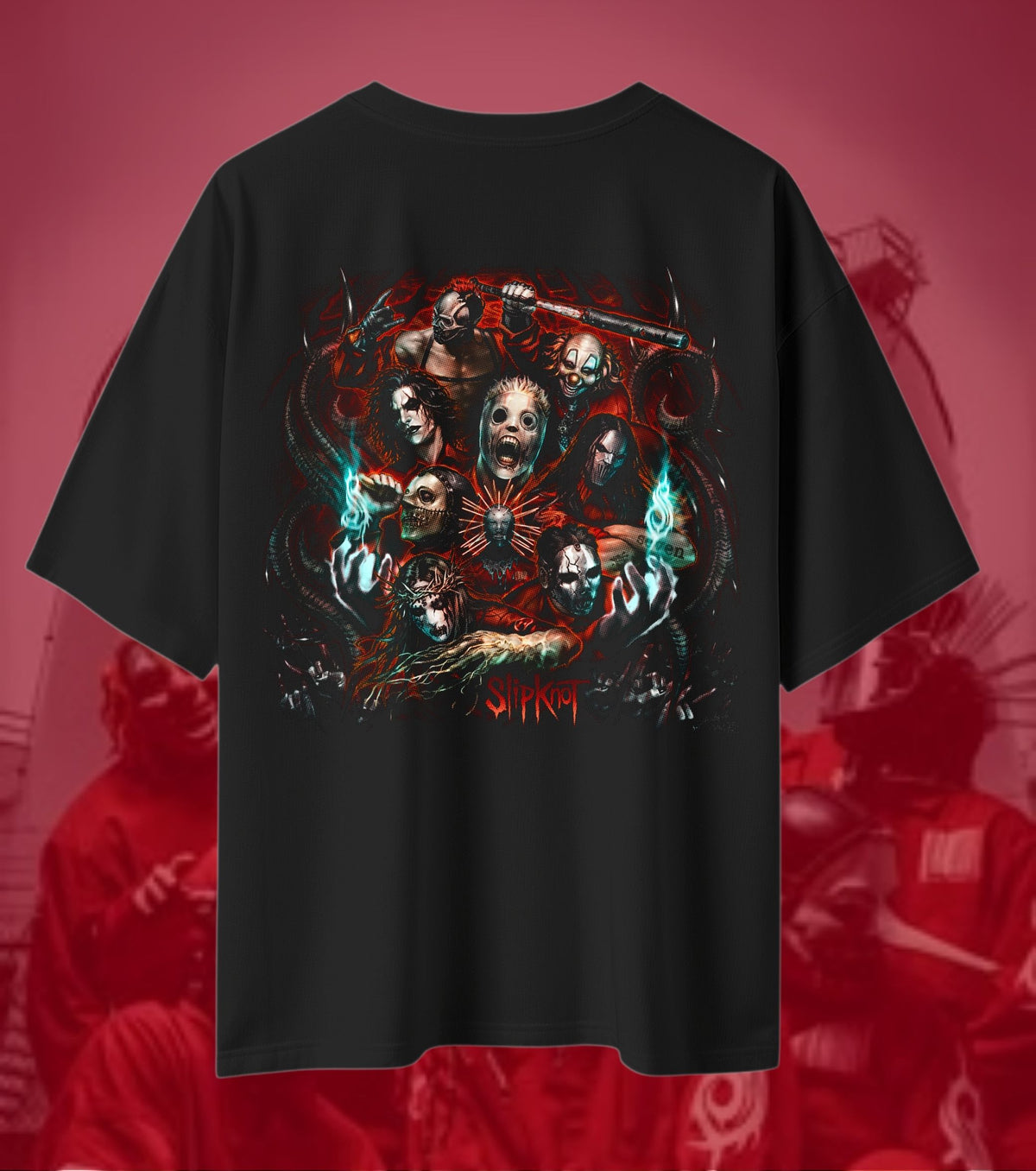 Slipknot Masked Band Collage Graphic Oversized T-Shirt