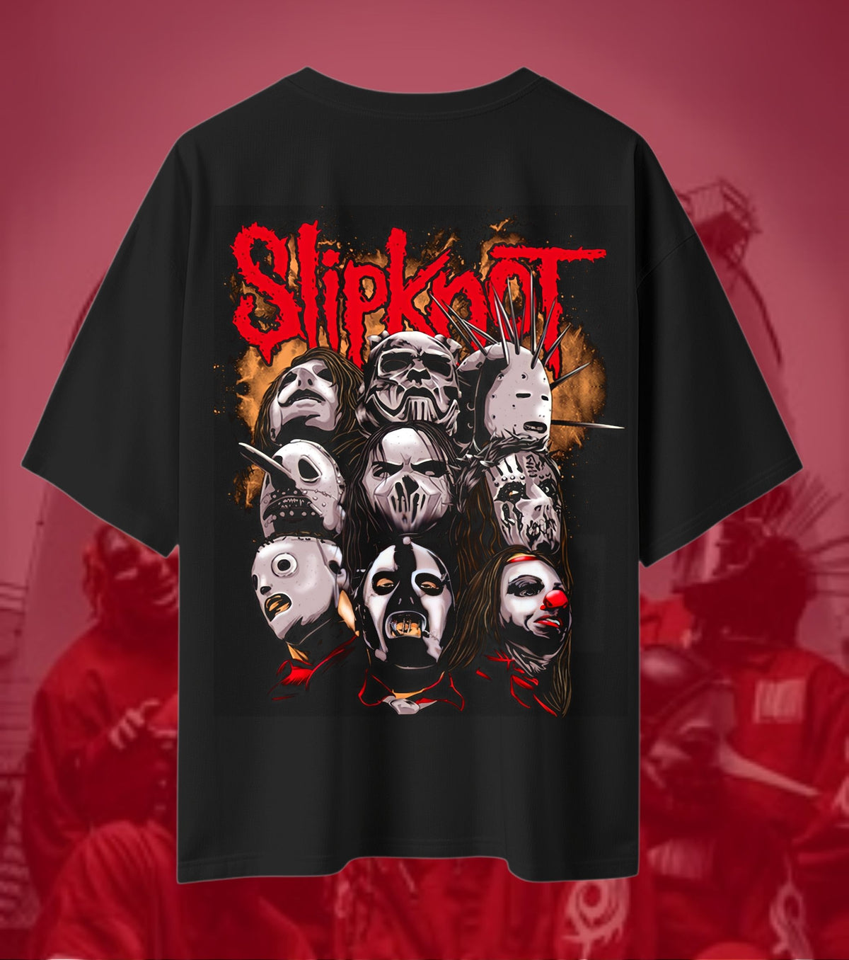 Slipknot Masked Faces Graphic Oversized T-Shirt