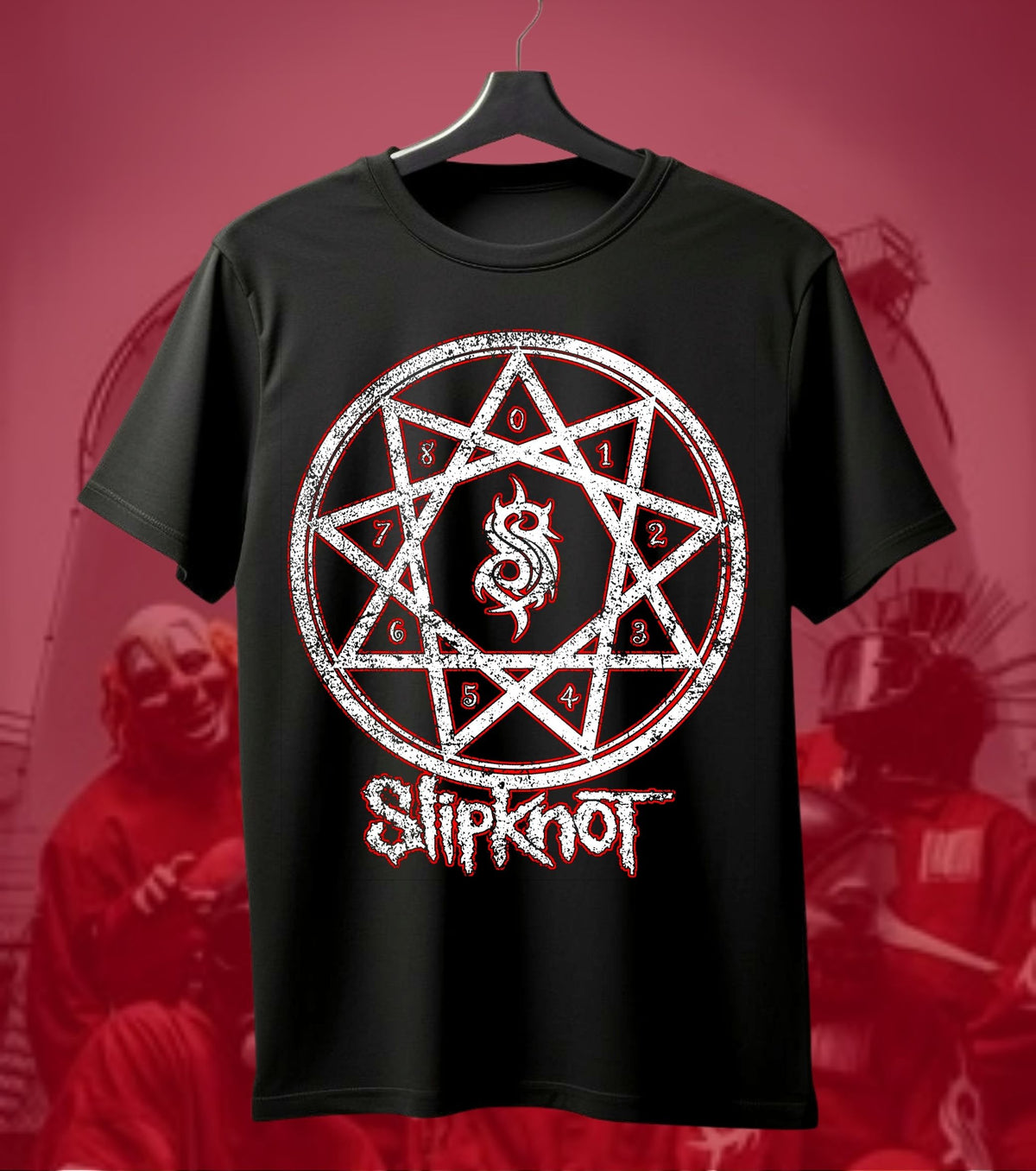 Slipknot Pentagram Skull Graphic Regular T-Shirt black front