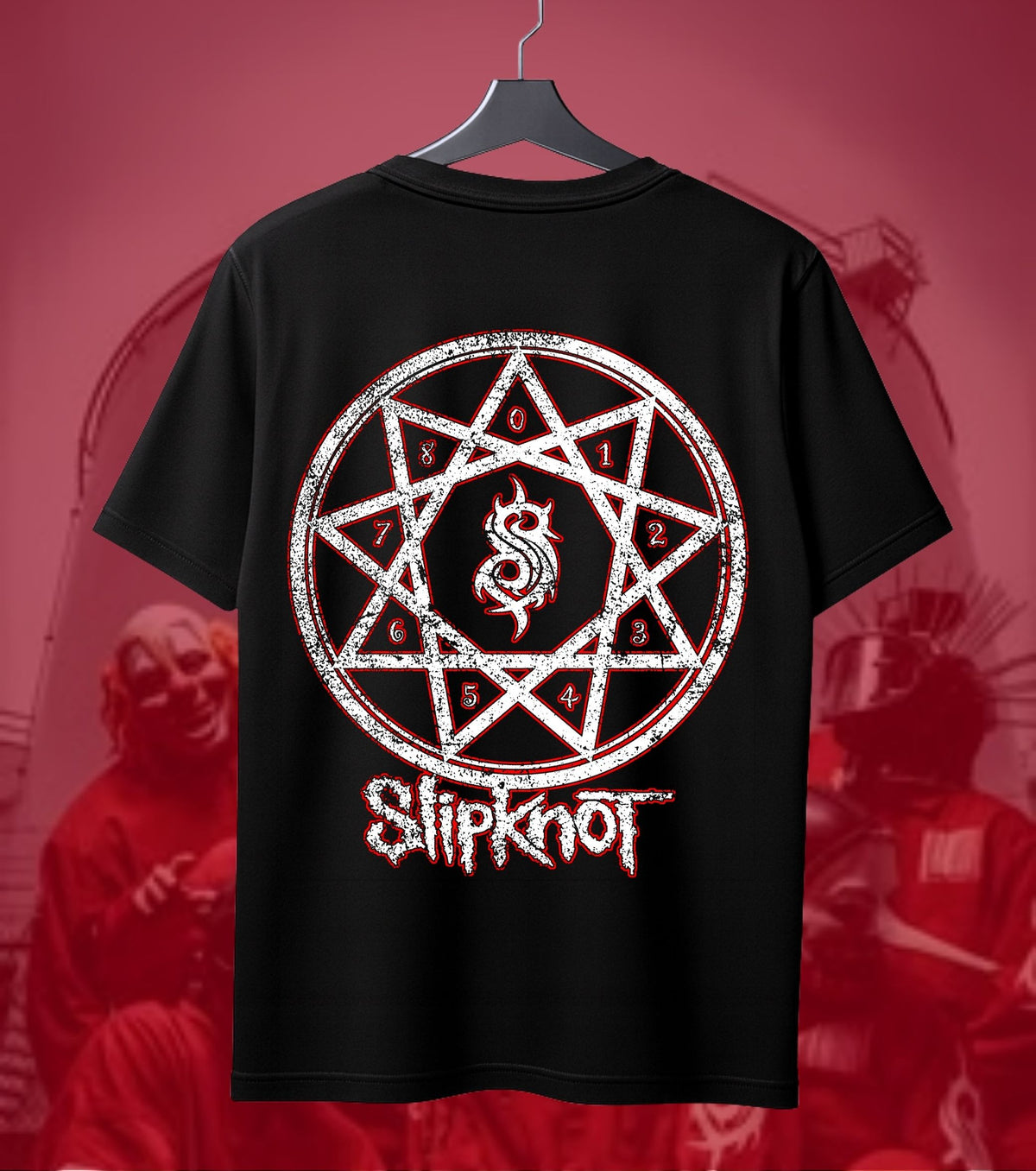 Slipknot Pentagram Skull Graphic Regular T-Shirt black back
