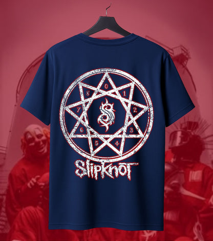 Slipknot Pentagram Skull Graphic Regular T-Shirt navy back