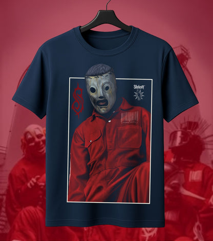 Slipknot Masked Figure Portrait Graphic Regular T-Shirt navy front