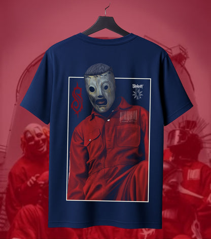 Slipknot Masked Figure Portrait Graphic Regular T-Shirt navy back