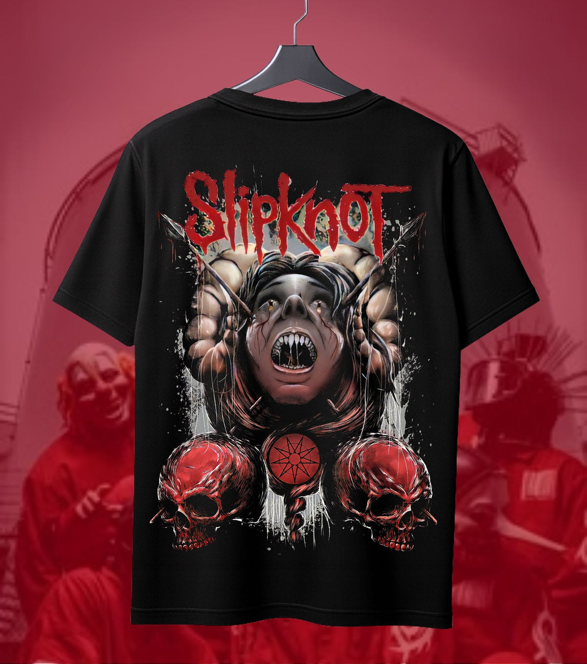 Slipknot Pig Mask Graphic Regular T-Shirt black back
