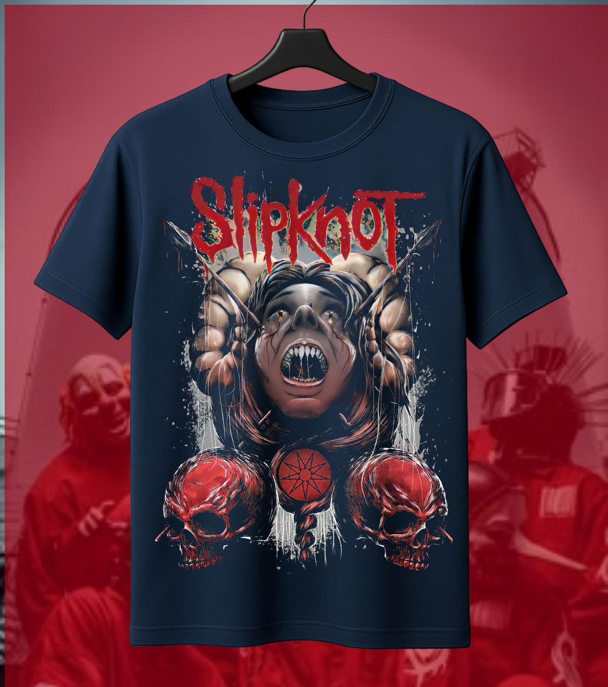 Slipknot Pig Mask Graphic Regular T-Shirt navy front