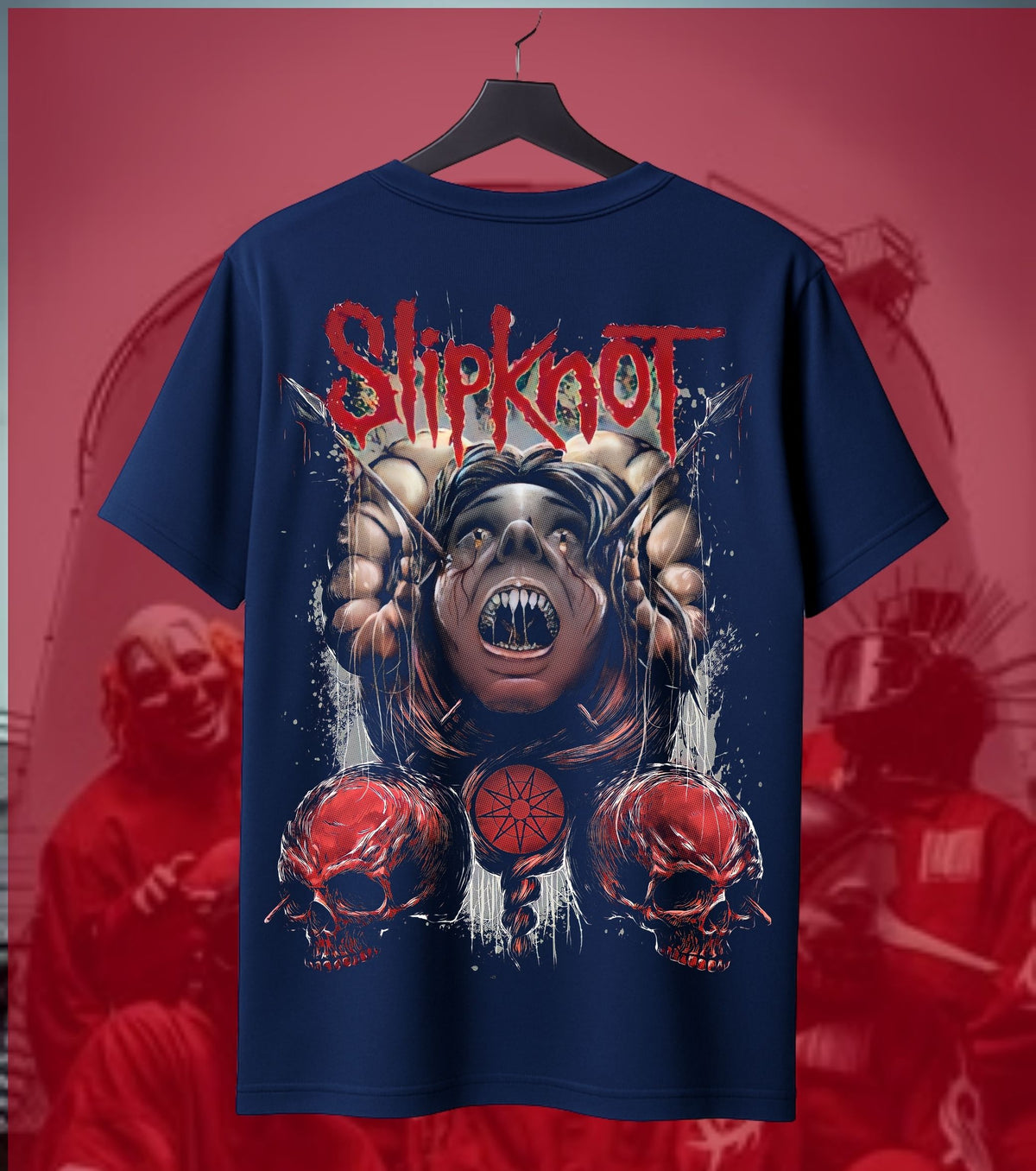 Slipknot Pig Mask Graphic Regular T-Shirt navy back