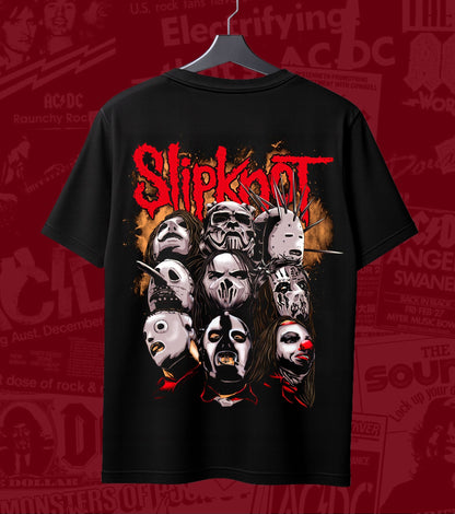 Slipknot Band Masks Collage Graphic Regular T-Shirt black back