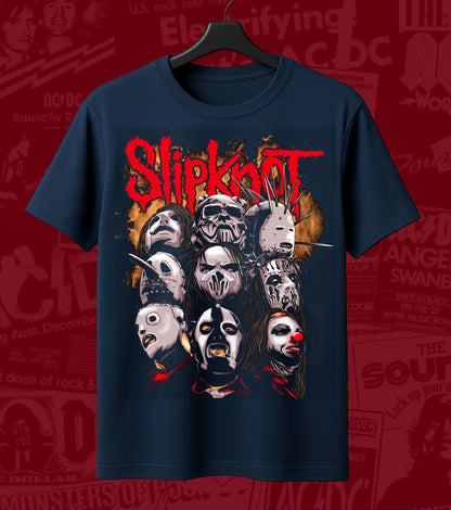 Slipknot Band Masks Collage Graphic Regular T-Shirt navy front