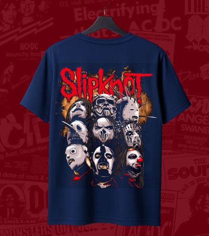 Slipknot Band Masks Collage Graphic Regular T-Shirt navy back