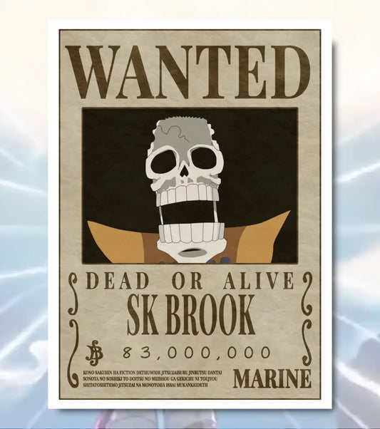 Soul King Brook – One Piece Wanted Poster - A4 / White frame - One Piece