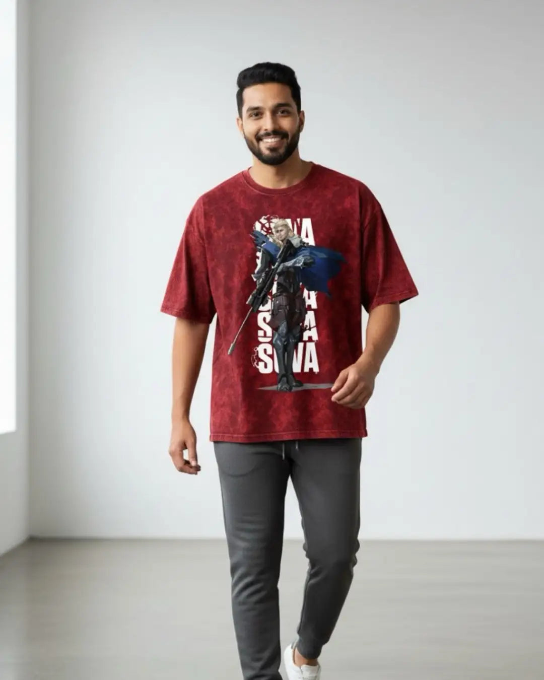Sova – Hunter’s Focus Valorant Acid Wash Tee | Bold Gamer Streetwear - Maroon / XS - Valorant