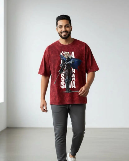 Sova – Hunter’s Focus Valorant Acid Wash Tee | Bold Gamer Streetwear - Maroon / XS - Valorant