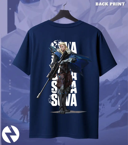 Sova - Recon Vision Valorant T Shirt | See First Tee - Back (Dual Print) Navy / S - Valorant