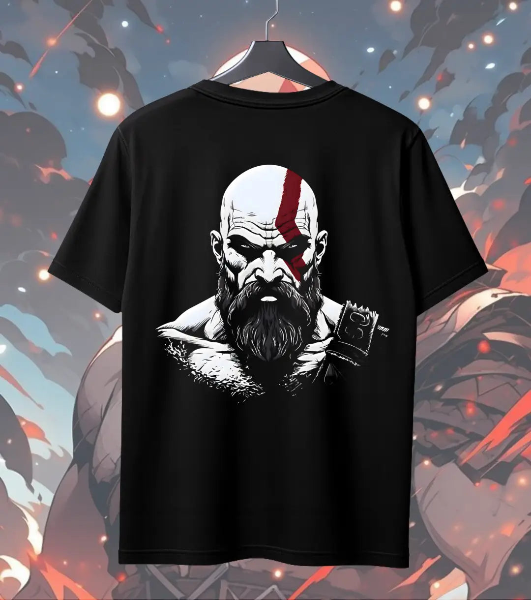 Spartan Warrior Graphic Oversized T-Shirt – Bold Mythic Fighter Streetwear T-Shirt - Back (Dual Print) / Black / S