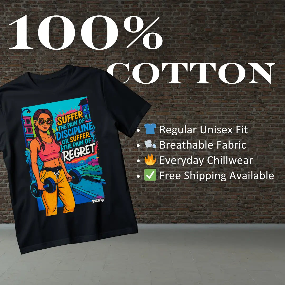 Suffer the Pain of Discipline or the Pain of Regret – Bold Fitness T-Shirt