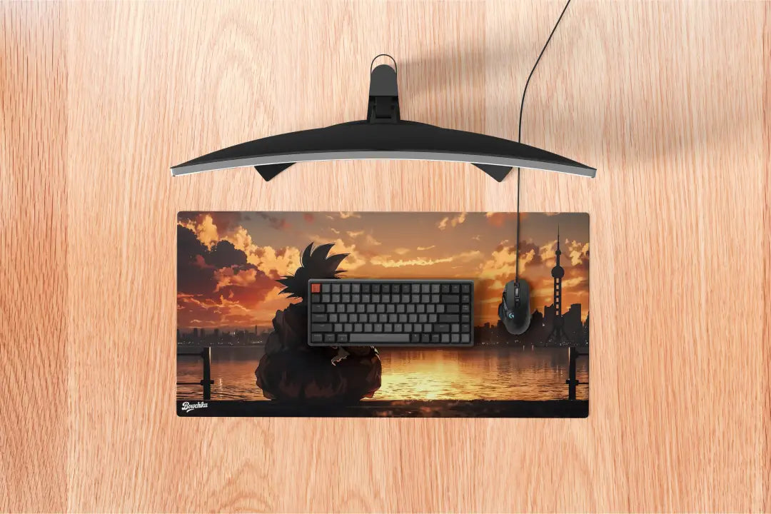 Sunset Serenity – Warrior’s Reflection Goku Mousepad - M 60x 30 Cm