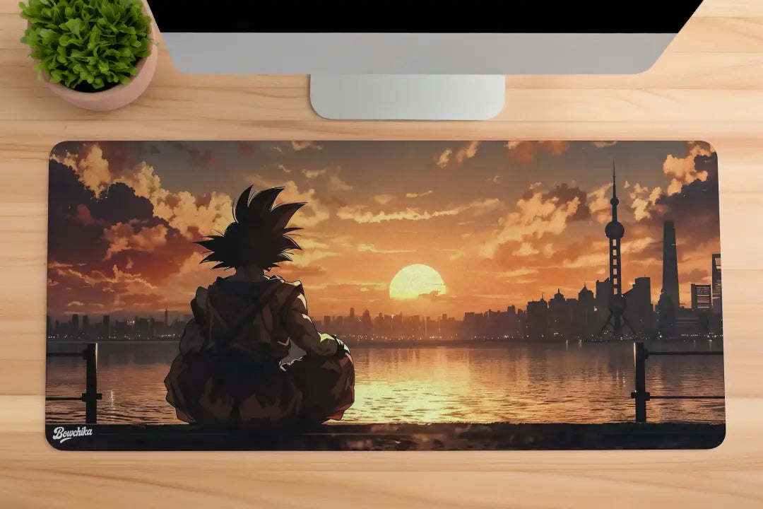 Sunset Serenity – Warrior’s Reflection Goku Mousepad - XL 80 x 33 Cm