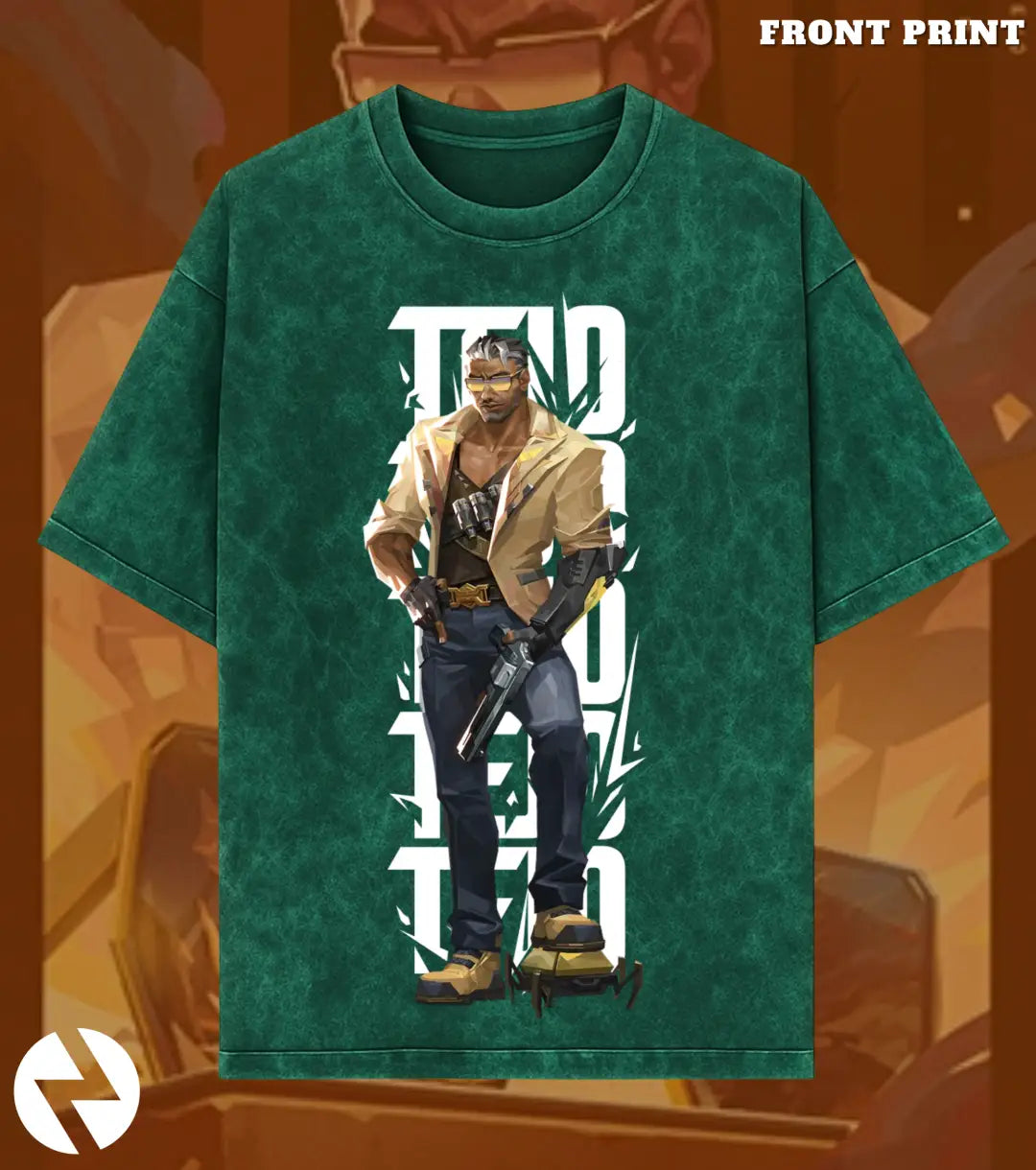 Tejo – Street Enforcer Valorant Acid Wash Tee | Bold Gamer Streetwear - Valorant
