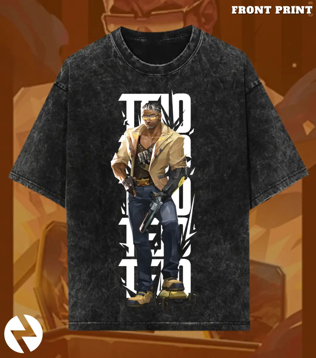 Tejo – Street Enforcer Valorant Acid Wash Tee | Bold Gamer Streetwear - Valorant