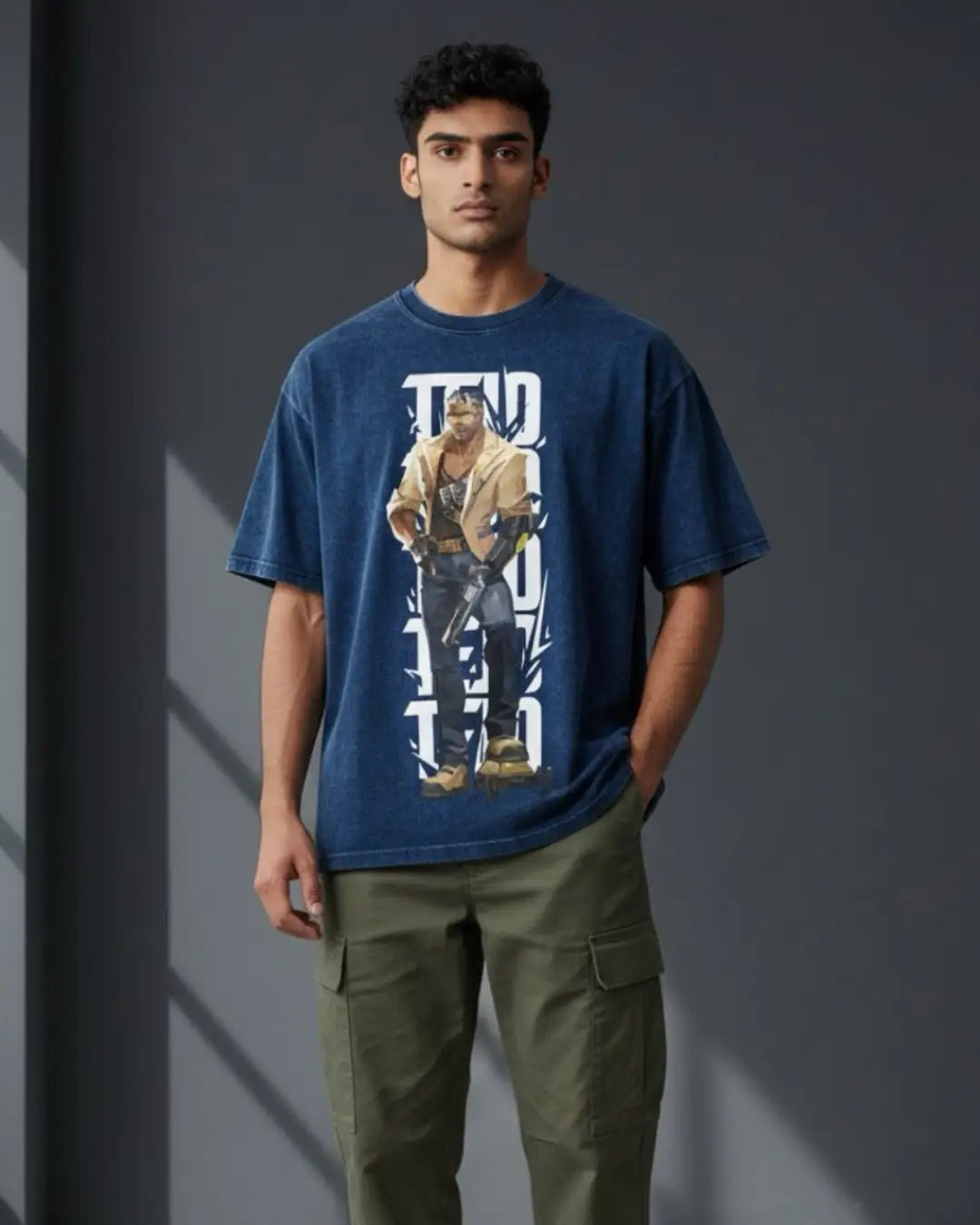 Tejo – Street Enforcer Valorant Acid Wash Tee | Bold Gamer Streetwear - Navy / XS - Valorant