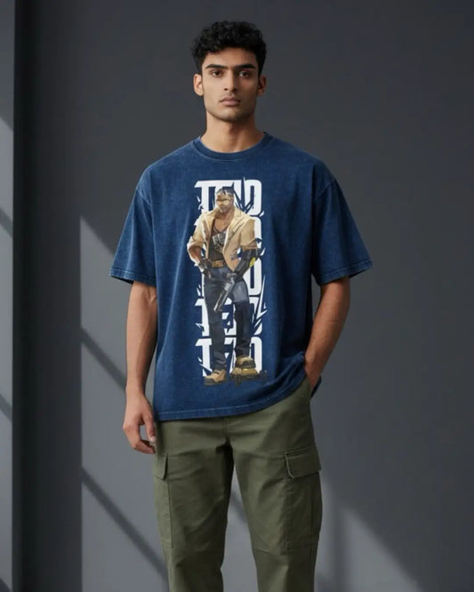 Tejo – Street Enforcer Valorant Acid Wash Tee | Bold Gamer Streetwear - Navy / XS - Valorant