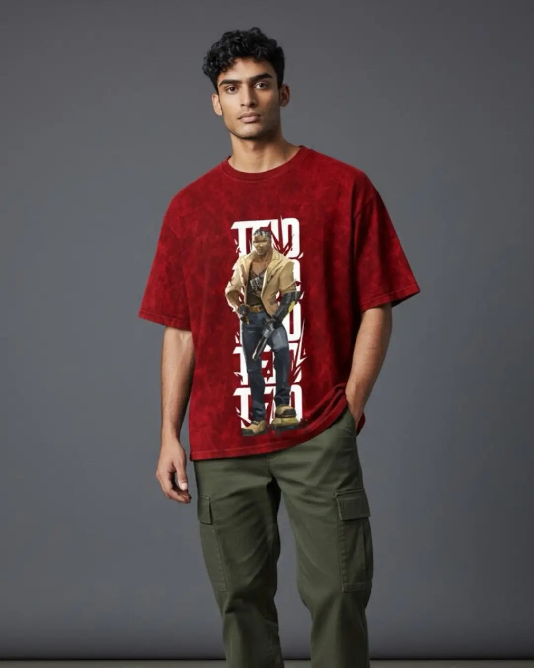 Tejo – Street Enforcer Valorant Acid Wash Tee | Bold Gamer Streetwear - Maroon / XS - Valorant