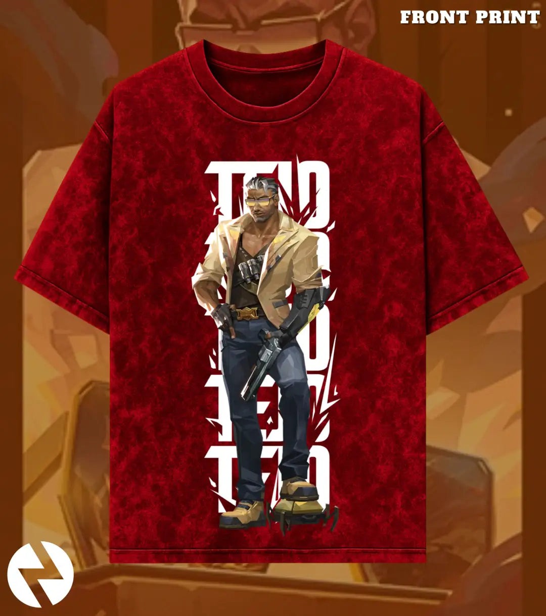 Tejo – Street Enforcer Valorant Acid Wash Tee | Bold Gamer Streetwear - Valorant