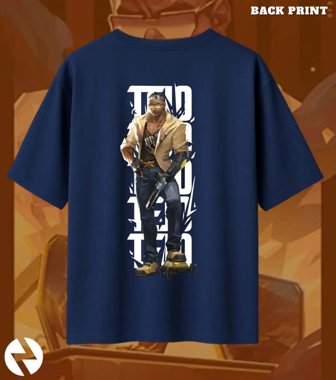 Tejo – Street Enforcer Valorant Oversized T Shirt | Oversized Clutch Fit - Navy / XS / 180GSM - Valorant