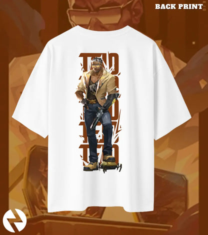Tejo – Street Enforcer Valorant Oversized T Shirt | Oversized Clutch Fit - White / XS / 180GSM - Valorant