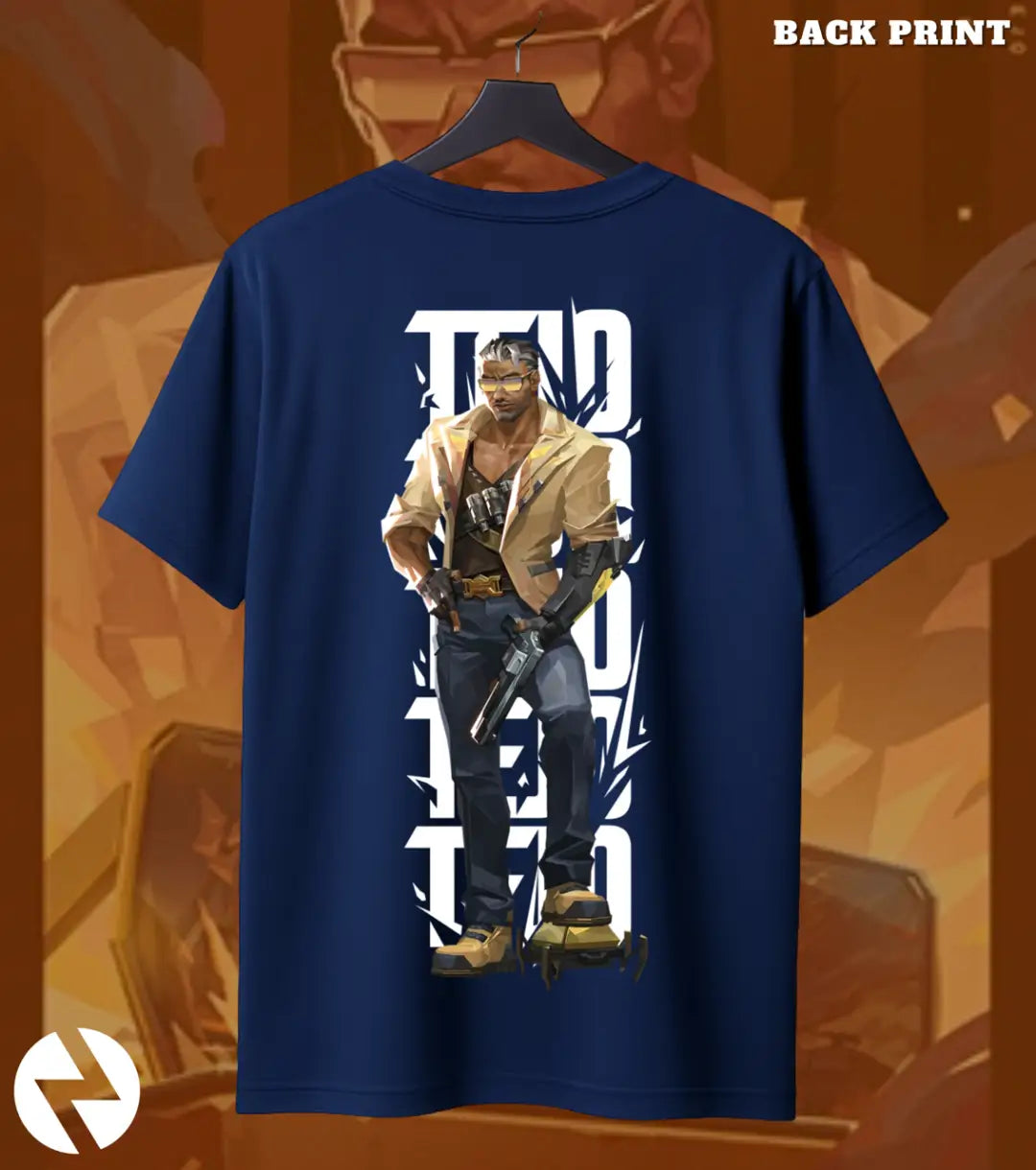 Tejo - Street Enforcer Valorant T Shirt | Controlled Chaos Tee - Back (Dual Print) / Navy / S - Valorant