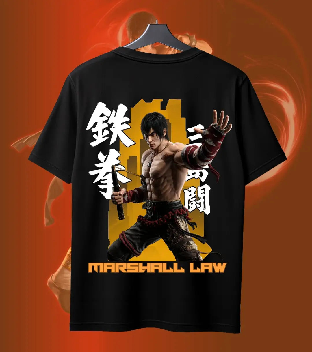 Tekken 8 Marshall Law Graphic T-Shirt for Men | Martial Arts Fighter Gaming Tee | Premium Cotton Anime Gaming