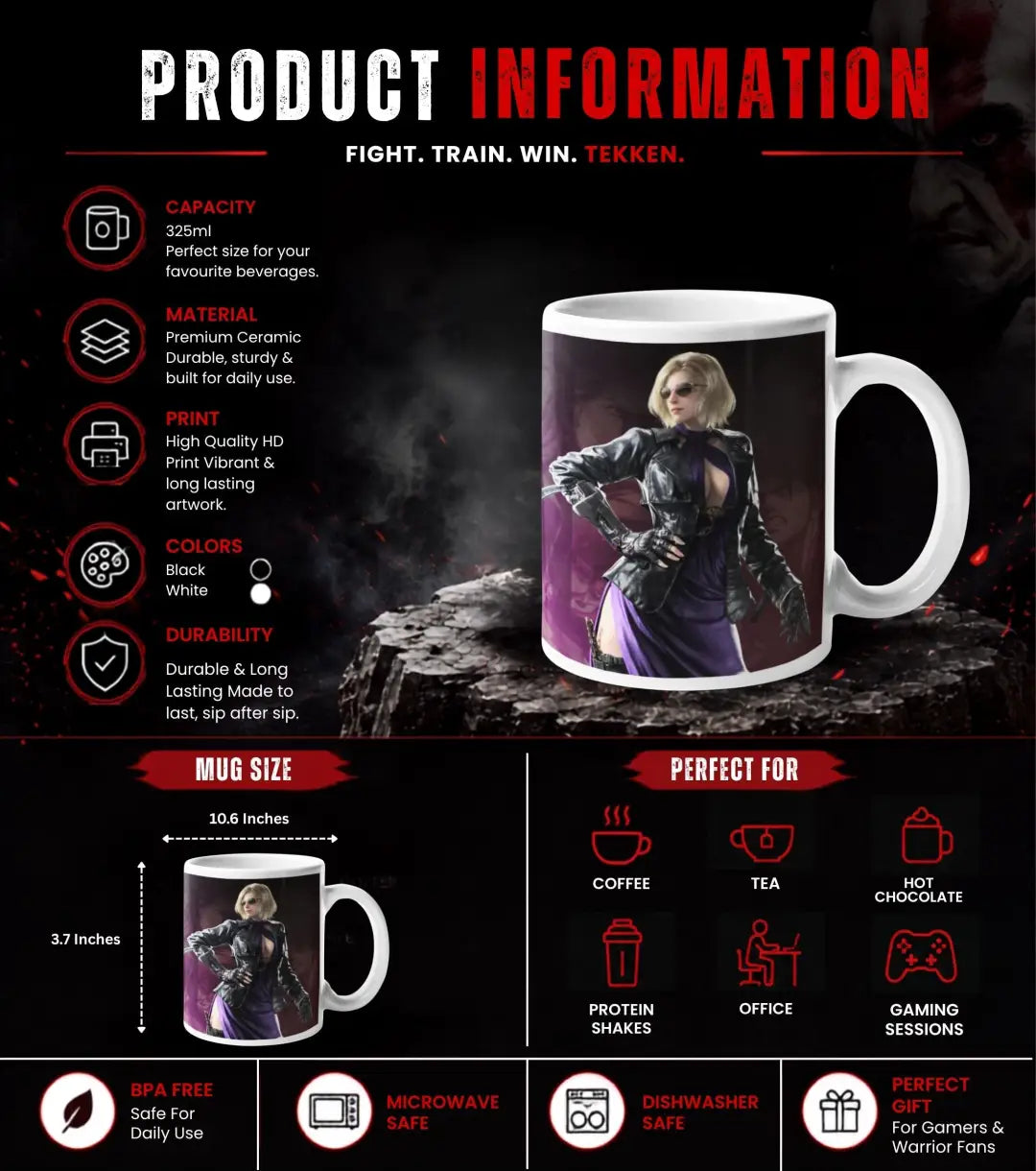 Tekken 8 Nina Williams Gaming Mug | Premium Ceramic Coffee Mug - Mug