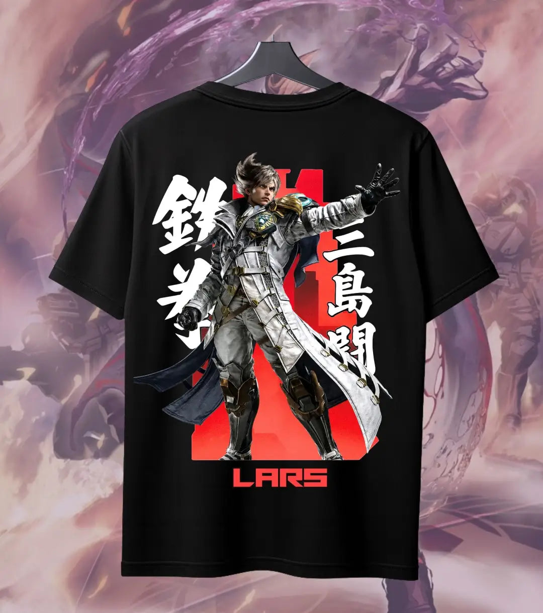 Tekken Lars Alexandersson Graphic T-Shirt for Men | Electric Warrior Gaming Tee | Premium Cotton Gamer T-Shirt - Back