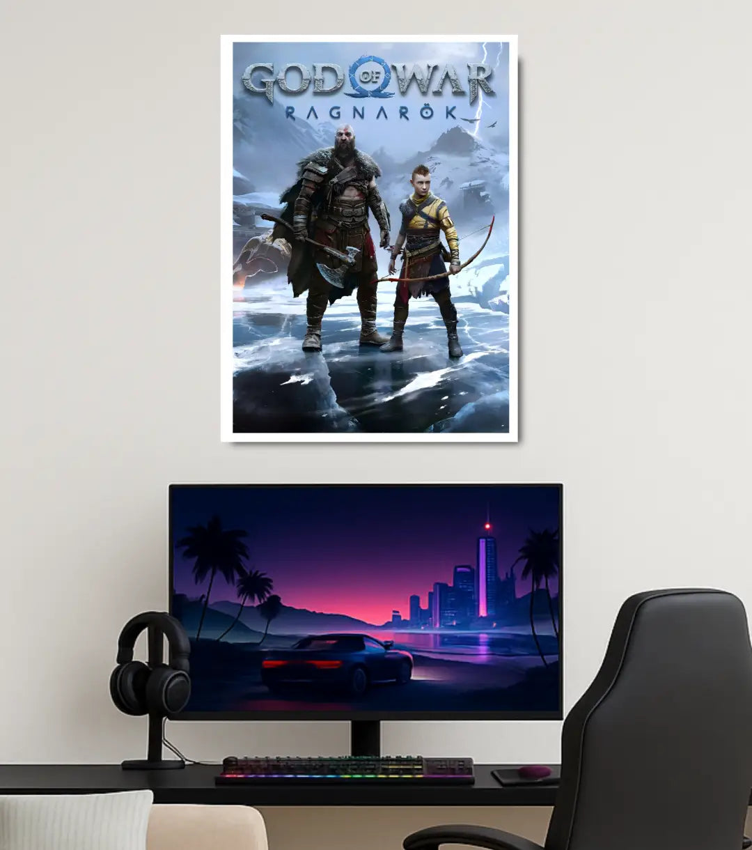 Title: God of War Ragnarök Poster – Kratos & Atreus Ice Realm | God of War Ragnarök | A3 / A4 - God of War