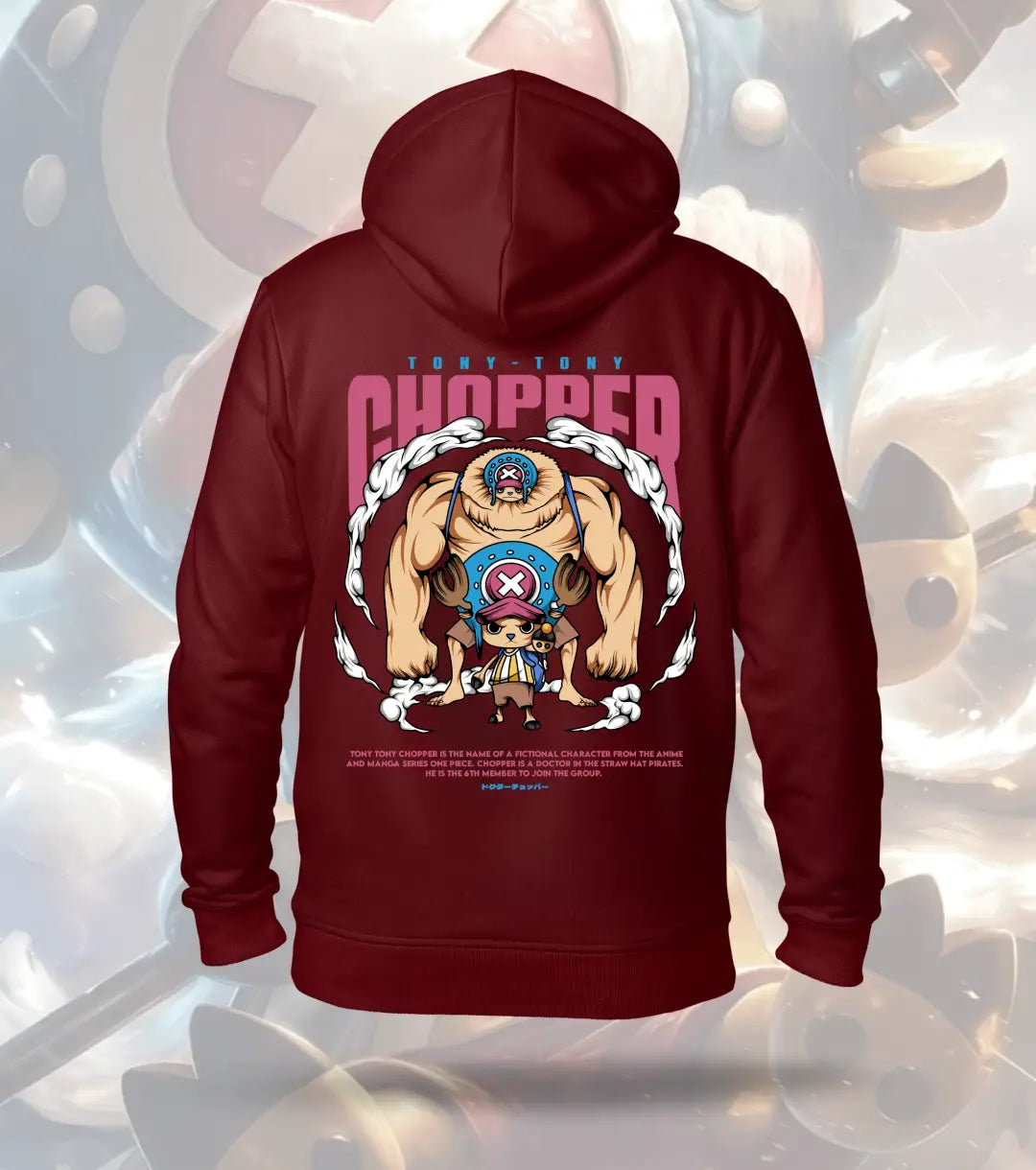 Tony Tony Chopper One Piece Hoodie – Monster Transform Design - Maroon / XS - One Piece