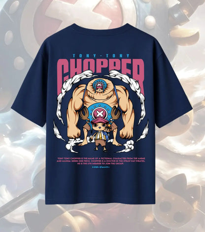 Tony Tony Chopper Oversized T-Shirt – One Piece Anime Tee | Cute x Monster Form Streetwear - Navy / XS / 180GSM