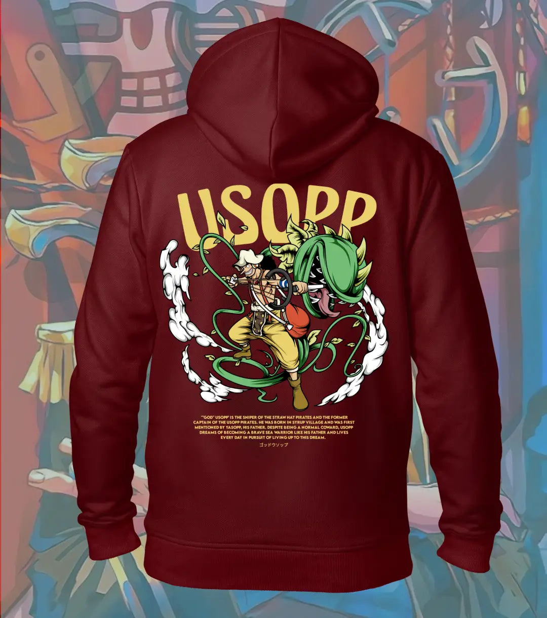 Usopp One Piece Hoodie – Sniper of the Straw Hats - Maroon / XS - One Piece