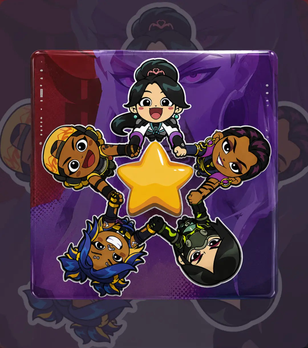 Valorant Friendship Squad Acrylic Fridge Magnet 4x4 Inch | Cute Chibi Gaming Magnet | Premium HD Glossy Print for Gamers